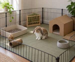 how to set up a rabbit cage and litter area