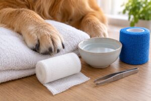 how to stop minor bleeding on a dog's paw