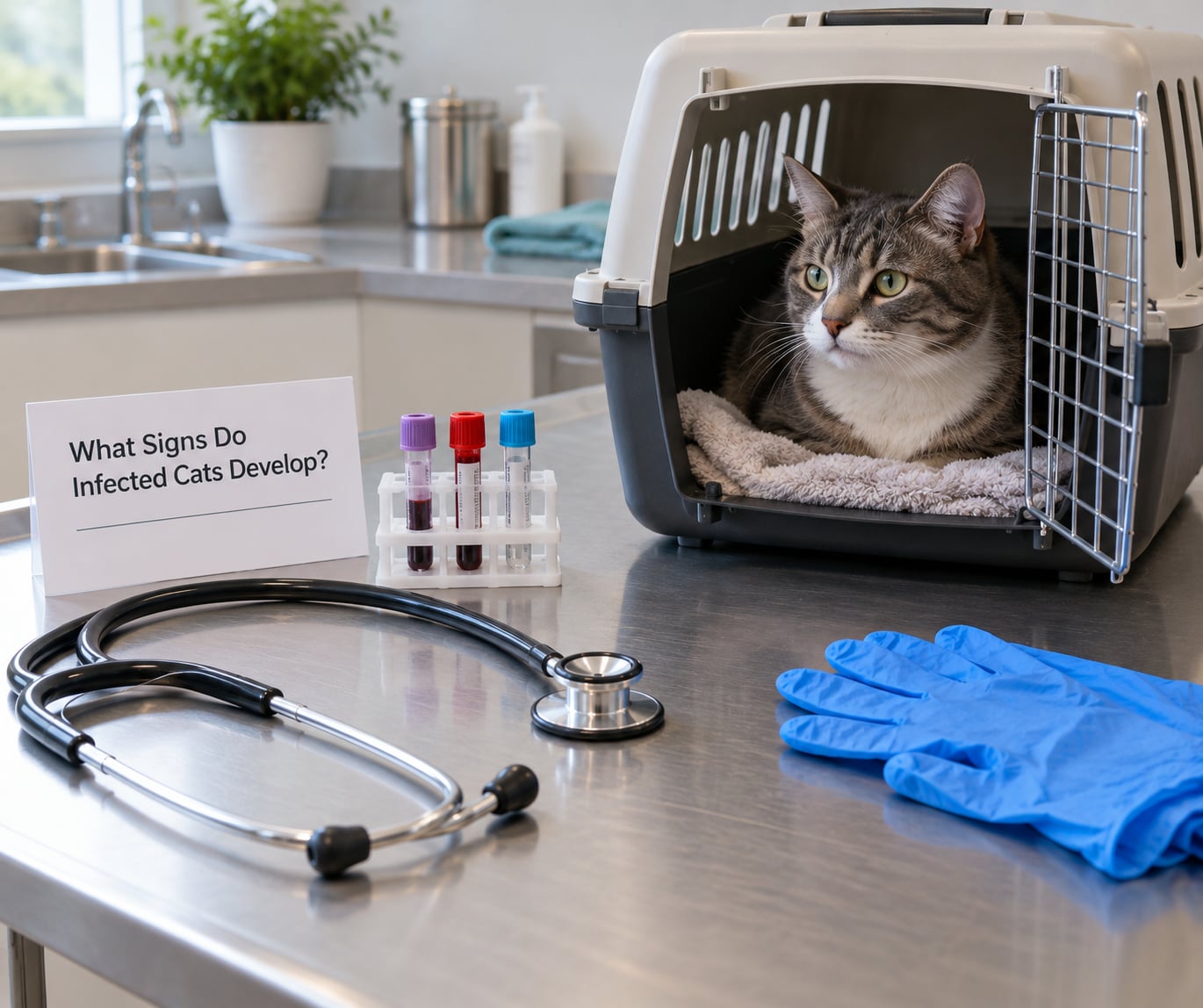 What Signs Do Infected Cats Develop?