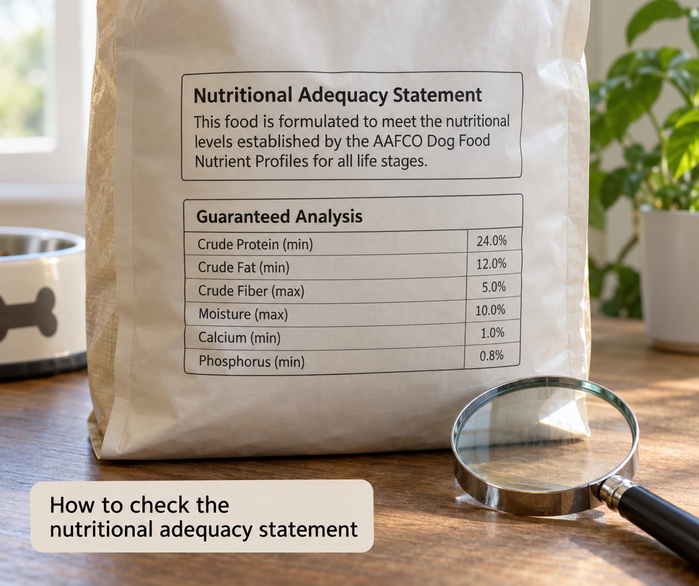 How to check the nutritional adequacy statement
