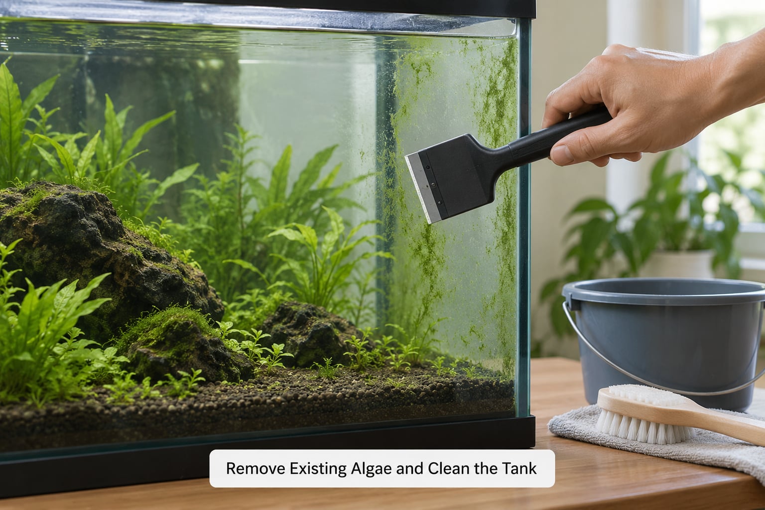 Remove Existing Algae and Clean the Tank