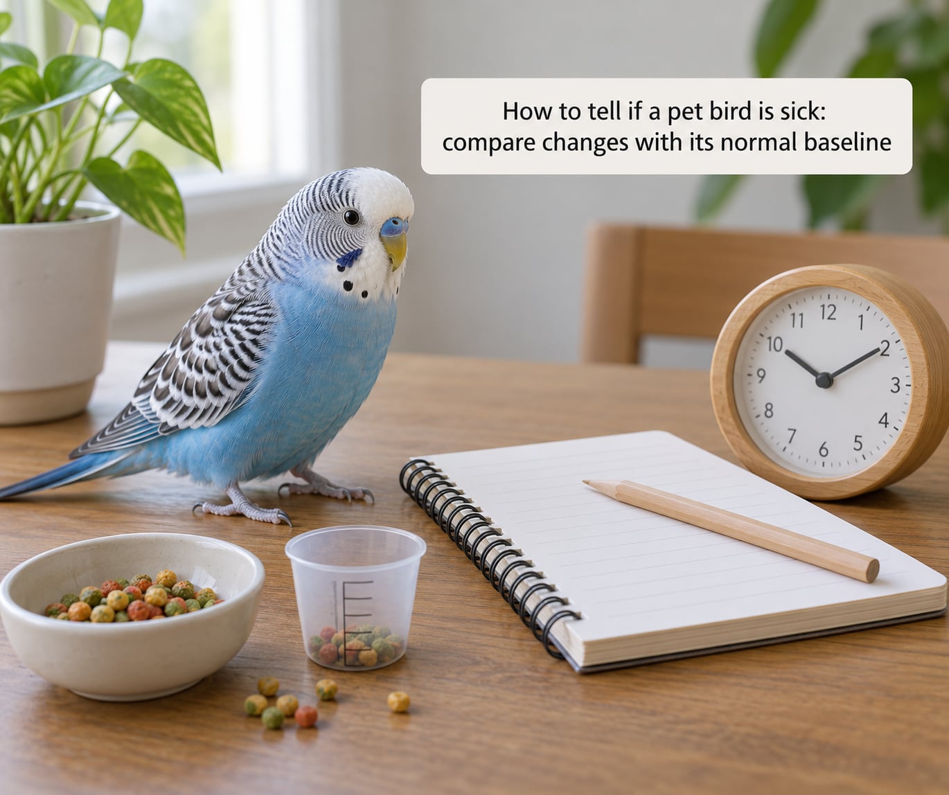 How to tell if a pet bird is sick: compare changes with its normal baseline