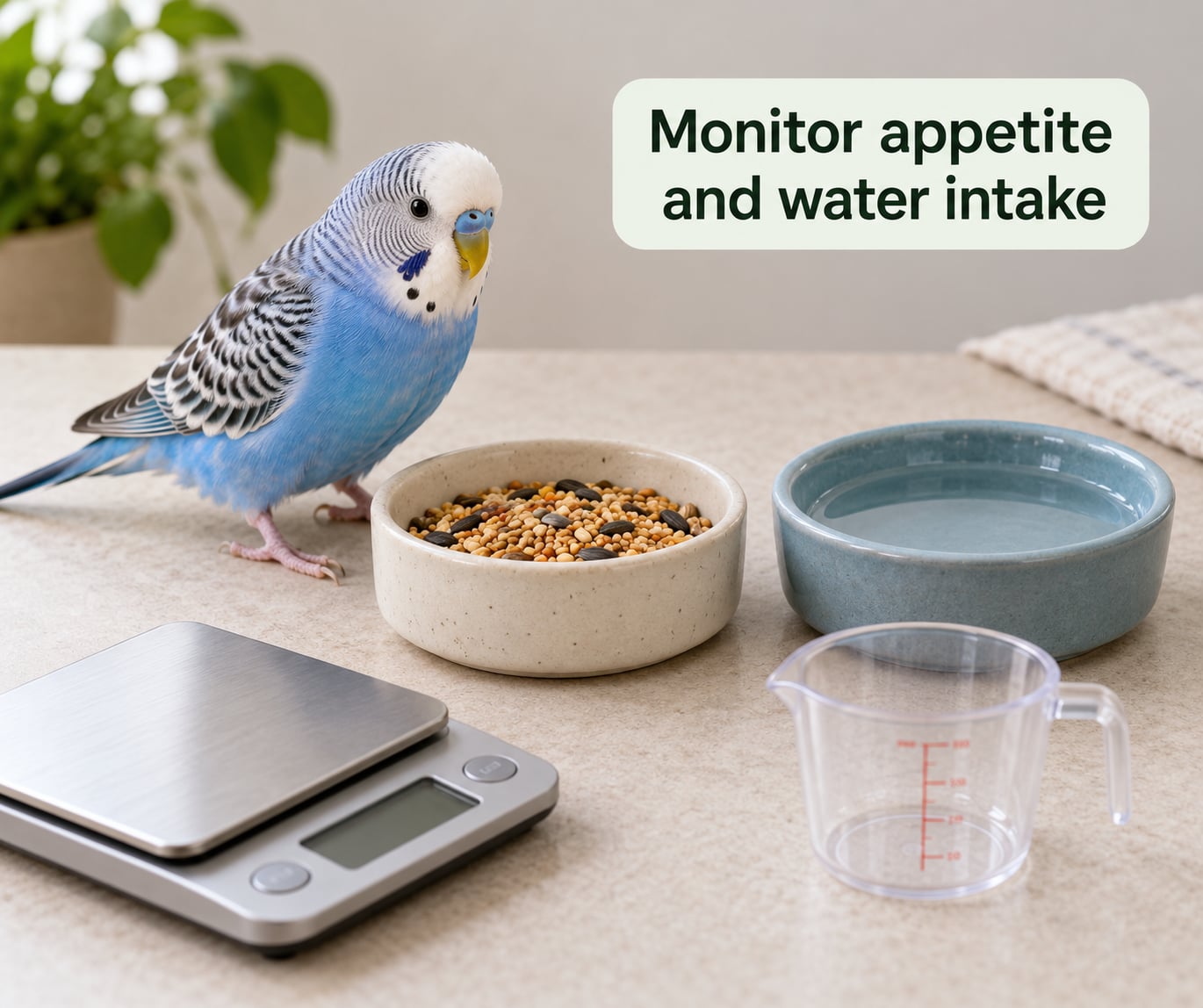 Monitor appetite and water intake