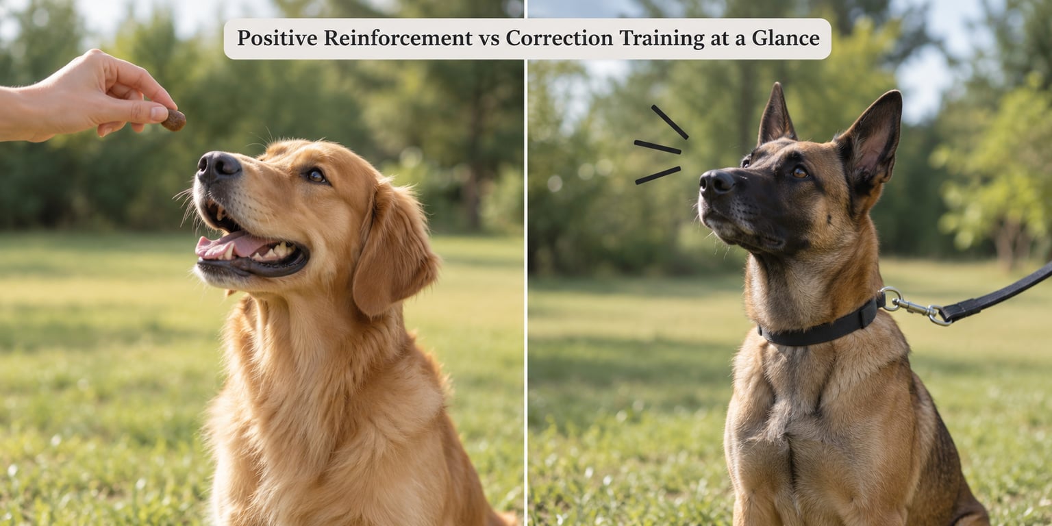 Positive Reinforcement vs Correction Training at a Glance